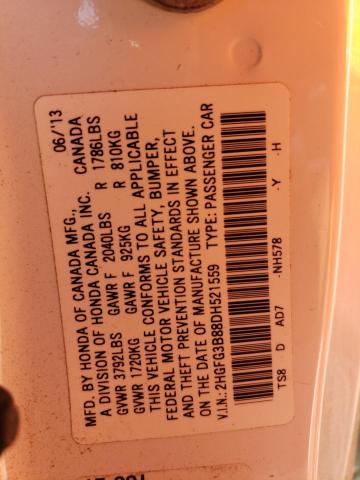 Photo 11 VIN: 2HGFG3B88DH521559 - HONDA CIVIC 