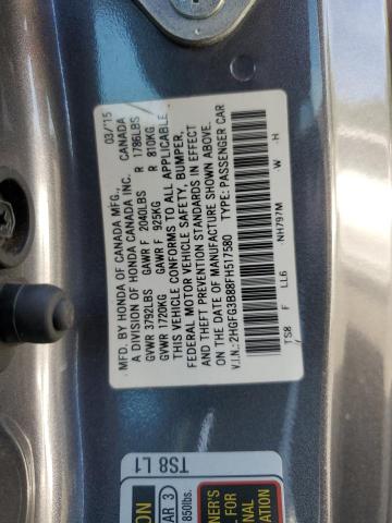 Photo 11 VIN: 2HGFG3B88FH517580 - HONDA CIVIC EX 