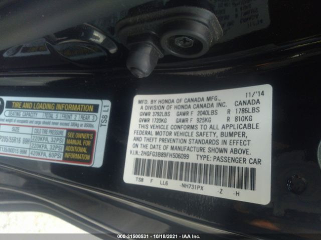 Photo 8 VIN: 2HGFG3B89FH506099 - HONDA CIVIC COUPE 