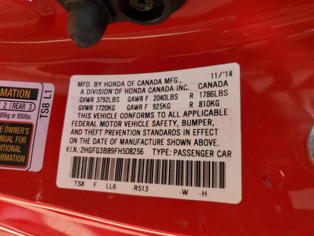 Photo 11 VIN: 2HGFG3B89FH508256 - HONDA CIVIC 