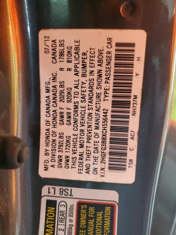 Photo 11 VIN: 2HGFG3B8XCH556442 - HONDA CIVIC EX 