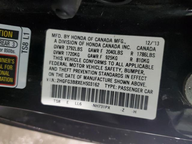 Photo 11 VIN: 2HGFG3B8XEH503162 - HONDA CIVIC 