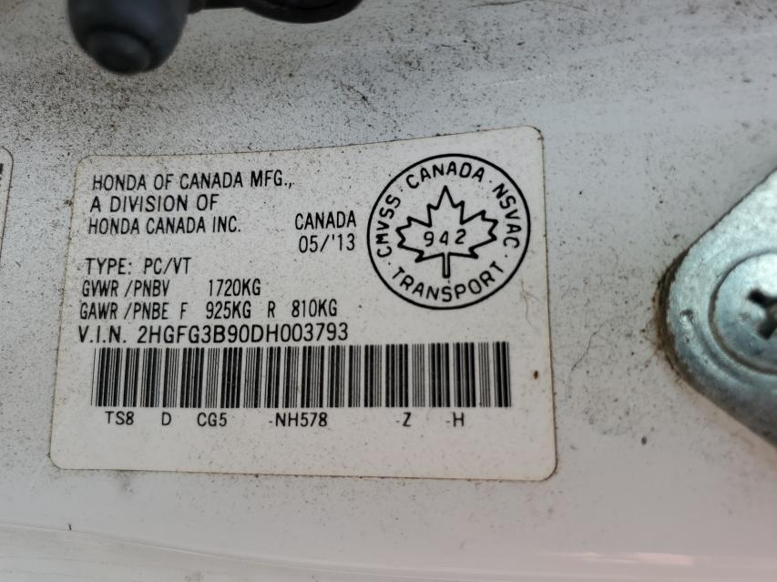 Photo 9 VIN: 2HGFG3B90DH003793 - HONDA CIVIC EXL 