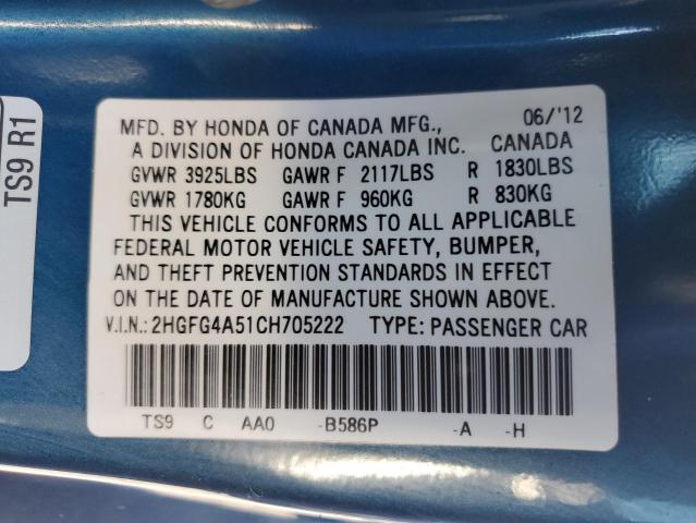 Photo 11 VIN: 2HGFG4A51CH705222 - HONDA CIVIC SI 