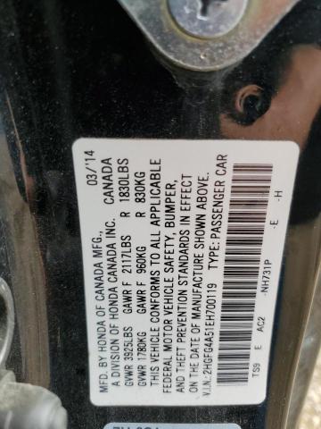 Photo 11 VIN: 2HGFG4A51EH700119 - HONDA CIVIC 