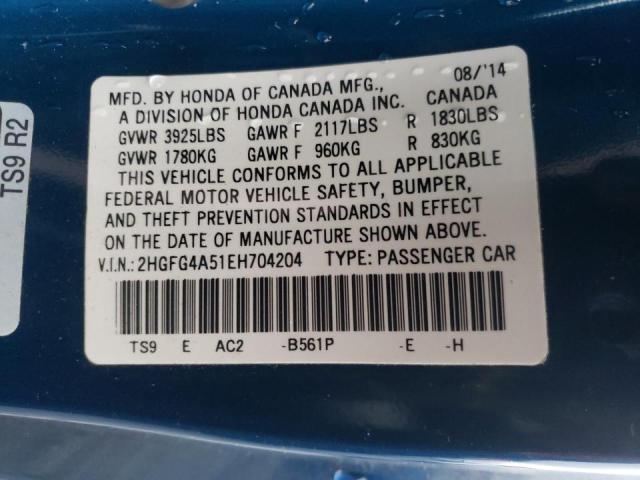 Photo 12 VIN: 2HGFG4A51EH704204 - HONDA CIVIC SI 