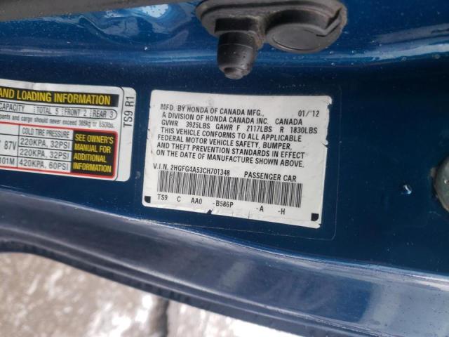 Photo 9 VIN: 2HGFG4A53CH701348 - HONDA CIVIC SI 