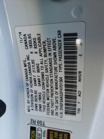 Photo 12 VIN: 2HGFG4A53FH701564 - HONDA CIVIC 