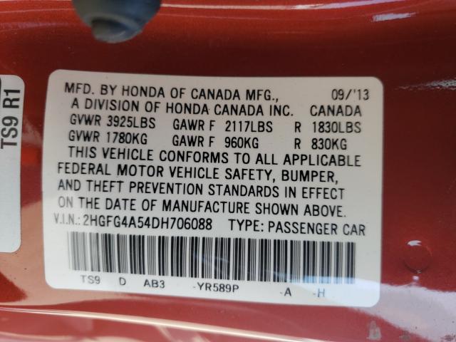 Photo 9 VIN: 2HGFG4A54DH706088 - HONDA CIVIC SI 