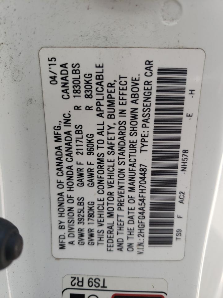 Photo 11 VIN: 2HGFG4A54FH704487 - HONDA CIVIC 