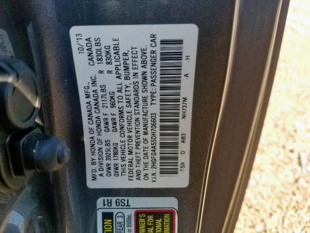 Photo 9 VIN: 2HGFG4A55DH706603 - HONDA CIVIC SI 