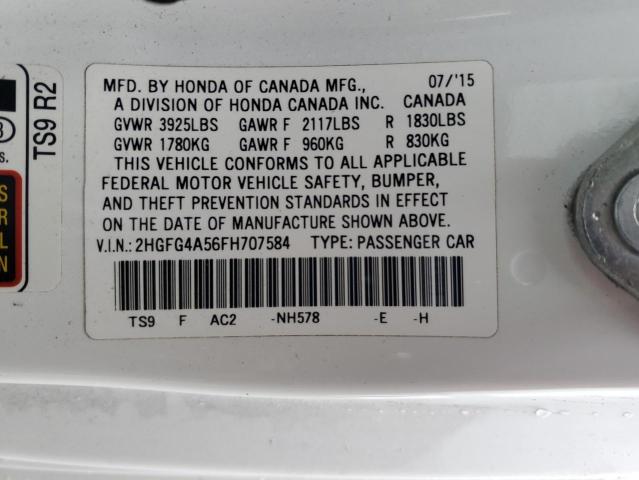 Photo 11 VIN: 2HGFG4A56FH707584 - HONDA CIVIC 