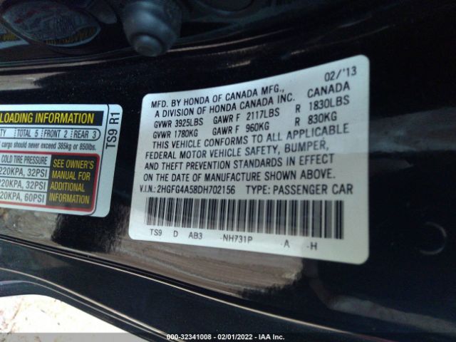 Photo 8 VIN: 2HGFG4A58DH702156 - HONDA CIVIC CPE 