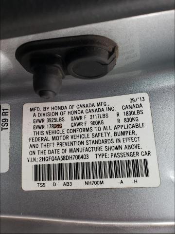 Photo 9 VIN: 2HGFG4A58DH706403 - HONDA CIVIC SI 