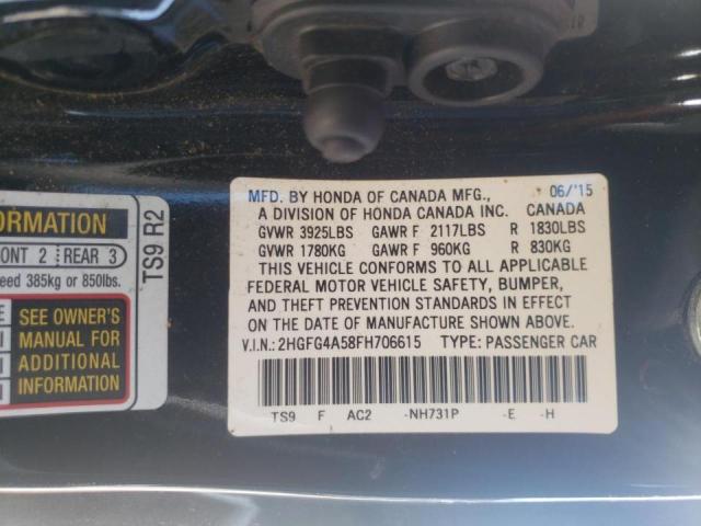 Photo 9 VIN: 2HGFG4A58FH706615 - HONDA CIVIC SI 