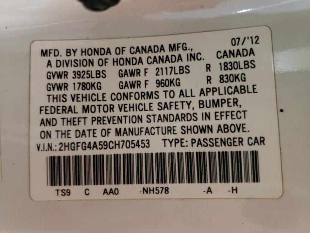 Photo 9 VIN: 2HGFG4A59CH705453 - HONDA CIVIC SI 