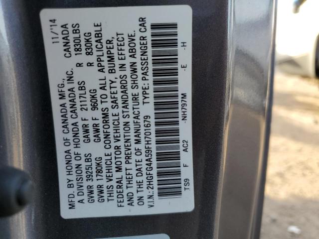 Photo 11 VIN: 2HGFG4A59FH701679 - HONDA CIVIC 