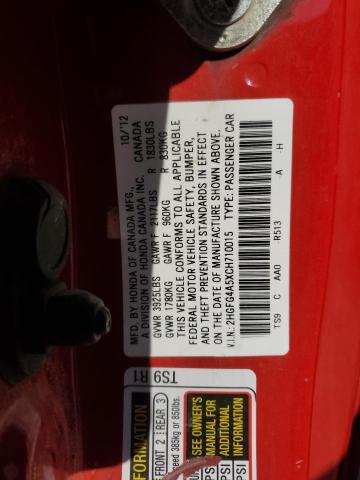 Photo 11 VIN: 2HGFG4A5XCH710015 - HONDA CIVIC SI 