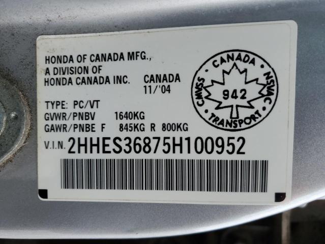 Photo 11 VIN: 2HHES36875H100952 - ACURA EL 