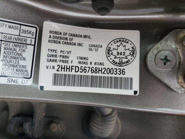 Photo 12 VIN: 2HHFD56768H200336 - ACURA CSX 