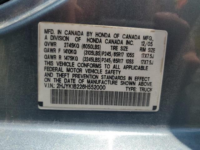 Photo 11 VIN: 2HJYK16226H552000 - HONDA RIDGELINE 