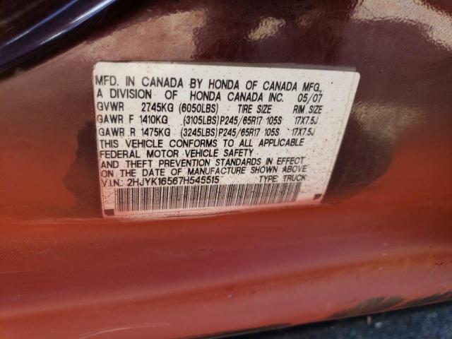 Photo 11 VIN: 2HJYK16567H545515 - HONDA RIDGELINE 