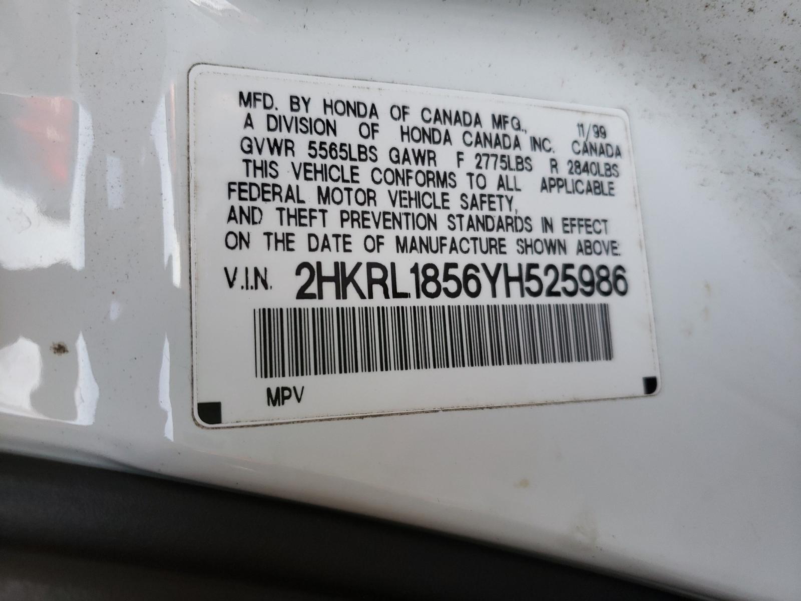 Photo 9 VIN: 2HKRL1856YH525986 - HONDA ODYSSEY LX 