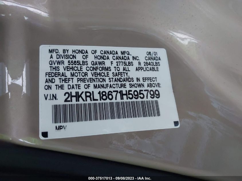 Photo 8 VIN: 2HKRL18671H595799 - HONDA ODYSSEY 