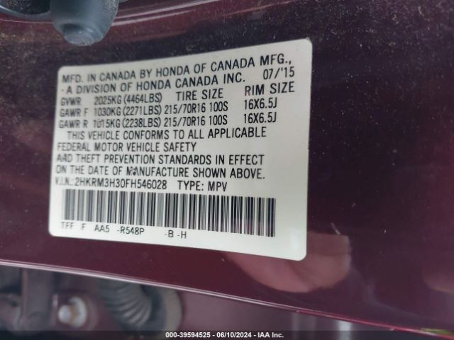 Photo 8 VIN: 2HKRM3H30FH546028 - HONDA CR-V 