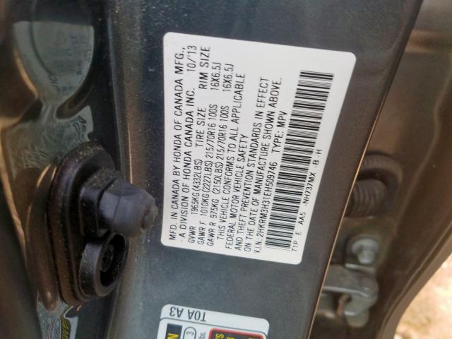 Photo 9 VIN: 2HKRM3H31EH509746 - HONDA CR-V LX 