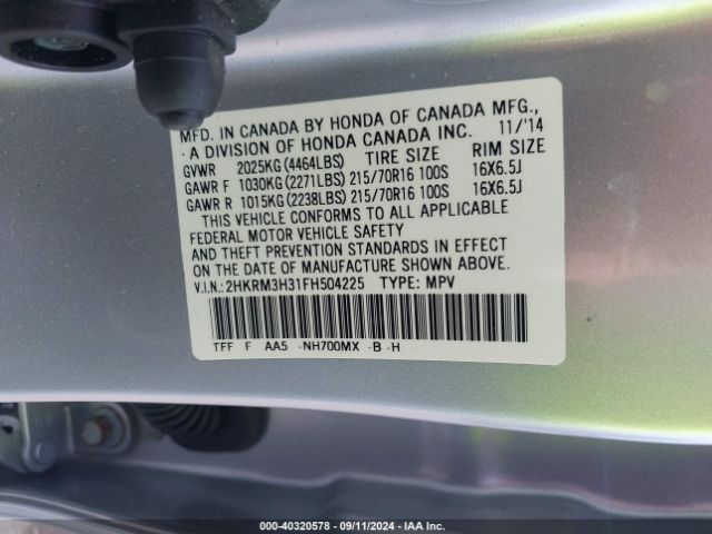 Photo 8 VIN: 2HKRM3H31FH504225 - HONDA CR-V 