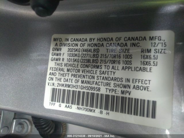 Photo 8 VIN: 2HKRM3H31GH509958 - HONDA CR-V 