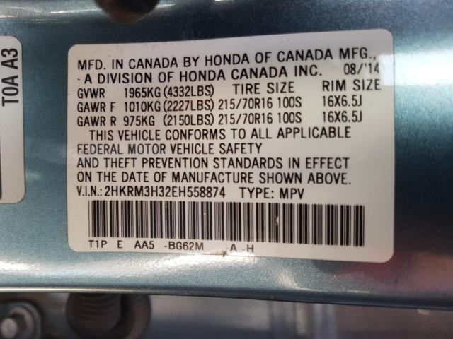 Photo 9 VIN: 2HKRM3H32EH558874 - HONDA CR-V 