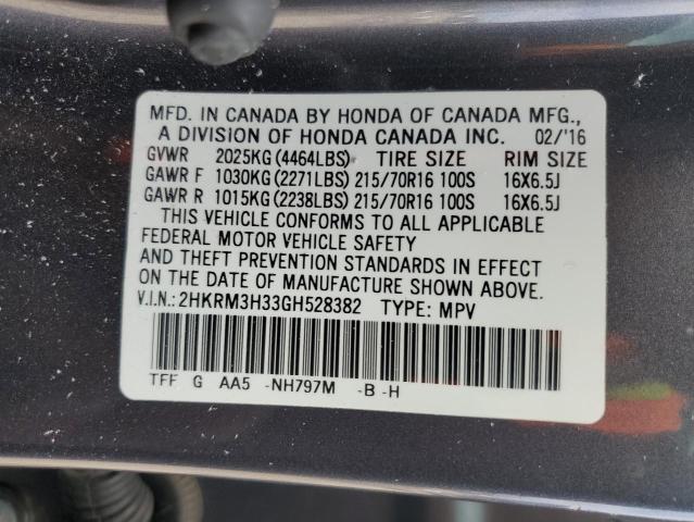 Photo 13 VIN: 2HKRM3H33GH528382 - HONDA CR-V LX 