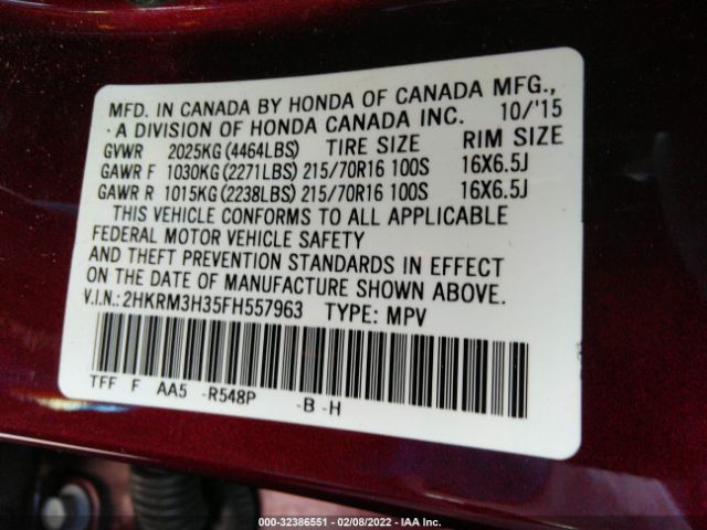 Photo 8 VIN: 2HKRM3H35FH557963 - HONDA CR-V 