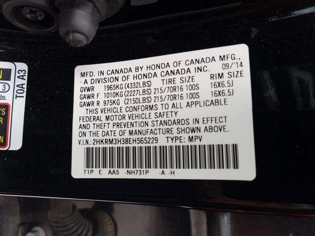 Photo 9 VIN: 2HKRM3H38EH565229 - HONDA CR-V LX 