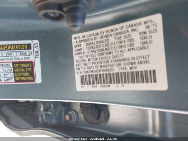 Photo 8 VIN: 2HKRM3H38FH549291 - HONDA CR-V 