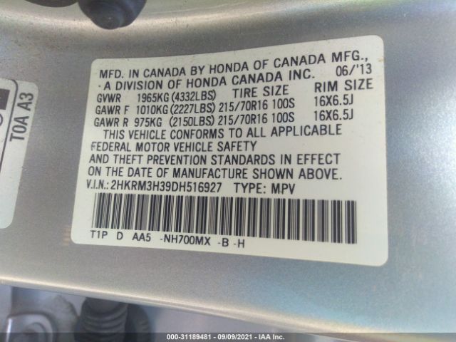 Photo 8 VIN: 2HKRM3H39DH516927 - HONDA CR-V 