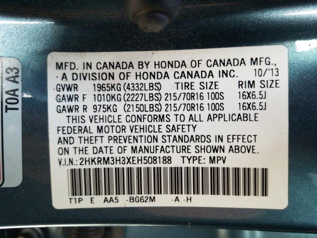 Photo 9 VIN: 2HKRM3H3XEH508188 - HONDA CR-V LX 