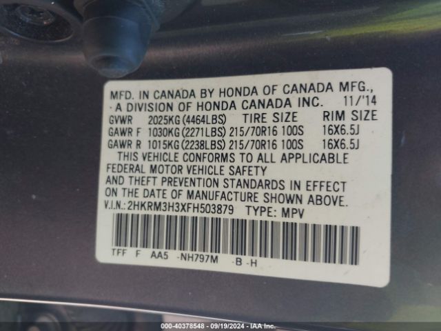 Photo 8 VIN: 2HKRM3H3XFH503879 - HONDA CR-V 