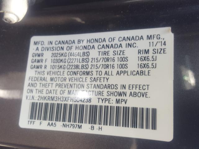 Photo 9 VIN: 2HKRM3H3XFH504238 - HONDA CR-V LX 