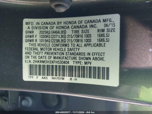 Photo 8 VIN: 2HKRM3H3XFH530404 - HONDA CR-V 