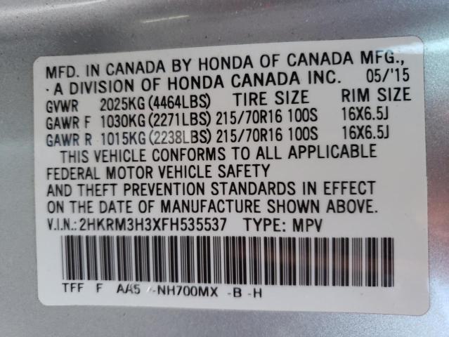 Photo 12 VIN: 2HKRM3H3XFH535537 - HONDA CRV 