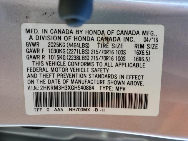 Photo 12 VIN: 2HKRM3H3XGH540884 - HONDA CRV 