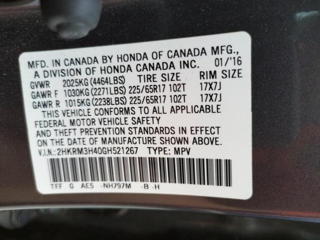 Photo 9 VIN: 2HKRM3H40GH521267 - HONDA CR-V SE 