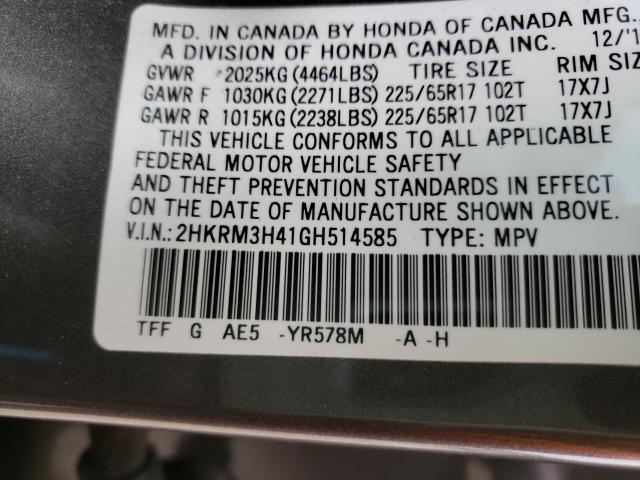 Photo 9 VIN: 2HKRM3H41GH514585 - HONDA CR-V SE 