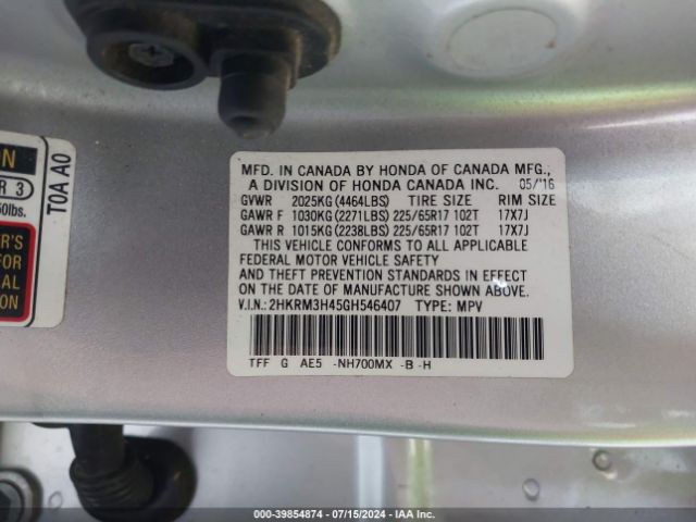 Photo 8 VIN: 2HKRM3H45GH546407 - HONDA CR-V 