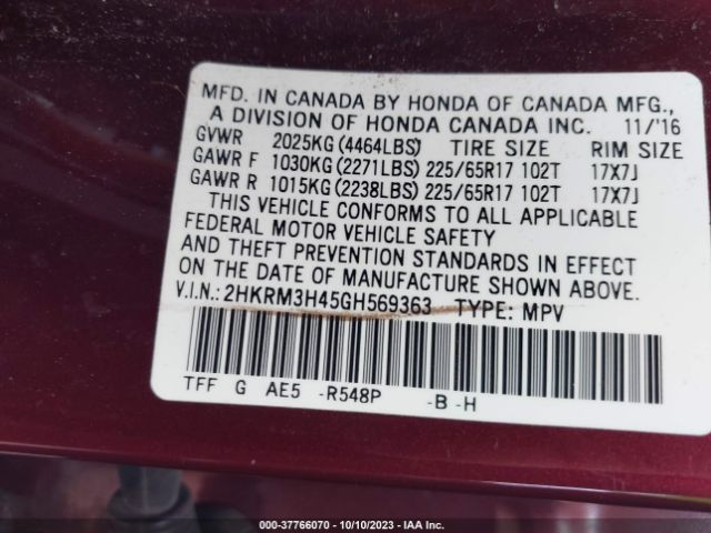 Photo 8 VIN: 2HKRM3H45GH569363 - HONDA CR-V 