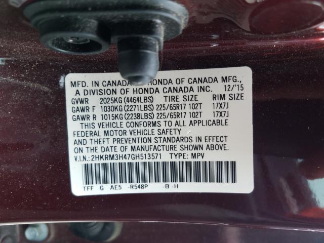 Photo 9 VIN: 2HKRM3H47GH513571 - HONDA CR-V SE 