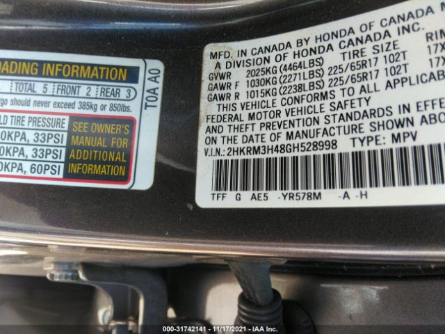 Photo 8 VIN: 2HKRM3H48GH528998 - HONDA CR-V 